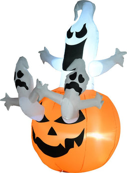 HOMCOM Opblaasbare halloween decoratie opblaasfiguur LED-verlichting boom heksen kat pompoen 830-122