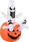 HOMCOM Opblaasbare halloween decoratie opblaasfiguur LED-verlichting boom heksen kat pompoen 830-122