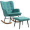 HOMCOM Schommelstoel met Voetenbank, Comfortabel, Tot 130 kg, Linnenlook, 64x89x90cm, Donkergroen