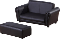 HOMdotCOM Kinderbank/sofa met voetenbank PVC zwart