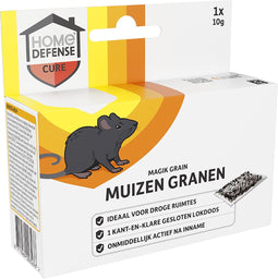 HOME DEFENSE® Muizenlokdoos Magik Grain (granen) - Muizenval - Muizengif granen (10g) - 1 stuk - Muizengif (korrels) - Werkt binnen 24 uur