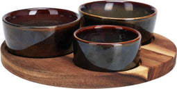 Home & Styling Apero Set van 3 Kommetjes met onderzet - Ø20xH6cm - Bruin