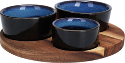 Home & Styling Apero Set van 3 Kommetjes met onderzet - Ø20xH6cm - Blauw
