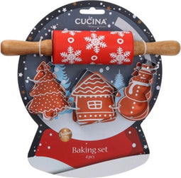 Home & Styling Bakset kids Sneeuwbal - Deegroller + vormpjes - Rood