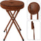 Home & Styling Bijzet krukje/stoel - Opvouwbaar - Bruin - Ribcord - D33 x H49 cm