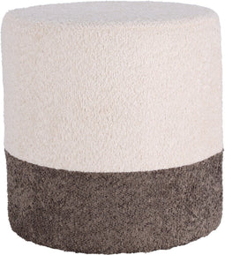 Home & Styling Bouclé Poef - Ø35xH34cm - Beige/Grijs