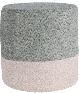 Home & Styling Bouclé Poef - Ø35xH34cm - Grijs/Beige