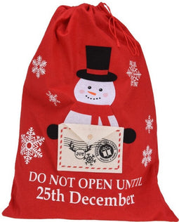 Home & Styling Kerst Cadeau zak Sneeuwman - 78cm - Rood