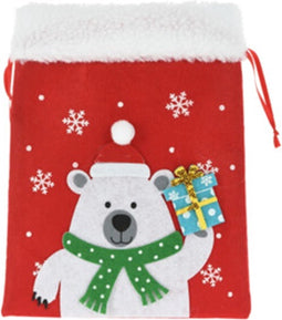 Home & Styling Kerst Zakje in vilt - Set van 3 stuks - 27x21x3cm - IJsbeer