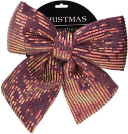 Home & Styling Kerstdecoratie/Kersthanger Strik met pailletten - 21x25cm - Paars