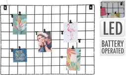 Home & Styling Wandrek met LED en haakjes voor foto's - 60x45x2cm - Zwart