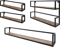 Home67 Set Wandplanken Vintage - 2x 60 cm + 1x 140 cm + 1x Duo - Mangohout