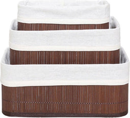 Homestyle Pro Bamboe Opbergmanden 3 Stuks Bruin/Wit