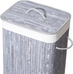 Homestyle Pro Rechthoekige Bamboe Wasmand 40x30x60 cm Grijs/Wit