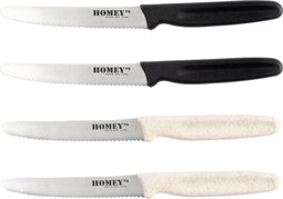 Homey's Mölti 4-delige Tomaten- en Steakmessenset - 11cm - Wit & Zwart - RVS - Multifunctioneel