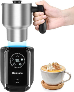 Homtone 5-in-1 Inductie Melkopschuimer - 600 ml - Roestvrij Staal - Warm en Koud Schuim