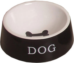 Hond Eetbak Steen Zwart/Wit 16cm