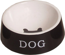 Hond Eetbak Steen Zwart/Wit 20cm