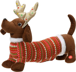 Hond polyester l45b12h32 cm bruin kerst