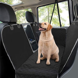 hondenautostoelhoes, hondenautohangmat met gaasvenster en zijflappen Autostoelhoes voor honden, wasbaar waterdicht antislip huisdier SUV autostoelbeschermer voor op reis, zwart