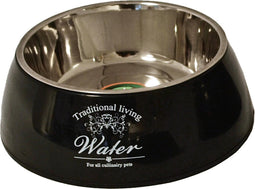 Hondeneetbak plastic/RVS water/food 18 cm zwart