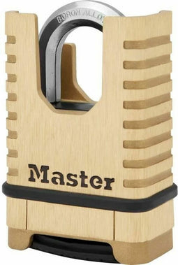 HOOFDSLOT Massief messing hangslot met hoge beveiliging - Beschermde beugel - Een combinatie - M1177EURD