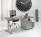 Hoogte verstelbaar bureau T- Poot Work breed 120CM diep 80CM bladkleur Halifax Eiken framekleur Aluminium (RAL9006)