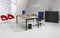 Hoogte verstelbaar hoekbureau Kubus breed 160CM diep 160CM bladkleur Havanna framekleur Wit (RAL9010) wingzijde Links
