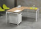 Hoogte verstelbaar hoekbureau Kubus breed 160CM diep 160CM bladkleur Robson Eiken framekleur Zwart (RAL9005) wingzijde Links