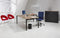 Hoogte verstelbaar hoekbureau Kubus breed 180CM diep 160CM bladkleur Robson Eiken framekleur Aluminium (RAL9006) wingzijde Links