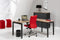 Hoogte verstelbaar hoekbureau Kubus breed 180CM diep 160CM bladkleur Kersen framekleur Wit (RAL9010) wingzijde Rechts