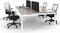 Hoogte verstelbare Bench werkplek Kubus breed 240CM bladkleur Lichtgrijs framekleur Aluminium (RAL9006) aantal werkplekken 4
