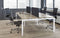 Hoogte verstelbare Bench werkplek Kubus breed 320CM bladkleur Robson Eiken framekleur Zwart (RAL9005) aantal werkplekken 4