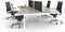 Hoogte verstelbare Bench werkplek Kubus breed 360CM bladkleur Licht Eiken framekleur Wit (RAL9010) aantal werkplekken 6