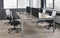 Hoogte verstelbare Bench werkplek Kubus breed 420CM bladkleur Wit framekleur Aluminium (RAL9006) aantal werkplekken 6