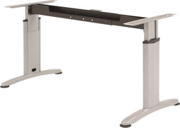 Hoogte verstelbare rechthoekige T-poot vergadertafel Work 200x100cm bladkleur Lichtgrijs framekleur Aluminium (RAL9006)