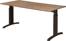 Hoogte verstelbare rechthoekige T-poot vergadertafel Work 200x100cm bladkleur Havanna framekleur Wit (RAL9010)