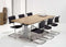 Hoogte verstelbare rechthoekige T-poot vergadertafel Work 200x100cm bladkleur Halifax Eiken framekleur Wit (RAL9010)