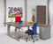 Hoogte verstelbare T-poot wingbureau Work breed 160CM diep 120CM bladkleur Speciale Kleur framekleur Aluminium (RAL9006) wingzijde Links