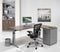 Hoogte verstelbare t-poot wingbureau work breed 160cm diep 120cm bladkleur kersen framekleur wit (ral9010) wingzijde rechts