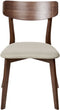 HOPE - Eetkamerstoel set van 2 - Beige - Donker hout/Stof