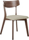 HOPE - Eetkamerstoel set van 2 - Beige - Donker hout/Stof