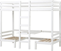 Hoppekids ECO Dream JUMBO stapelbed met tafel 90x200 cm, wit