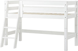 Hoppekids ECO Luxury halfhoogslaper 70x160 cm met schuine ladder, wit.