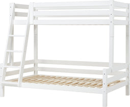 Hoppekids ECO Luxury Hoog Familie Stapelbed 90x200 / 120x200 cm, wit, Deelbaar tot 2 eenpersoonsbedden, ECO-gecertificeerd FSC-hout, Massief Grenenhout, Lak op Waterbasis, Gemaakt in de EU, Levenslange Fabrieksgarantie