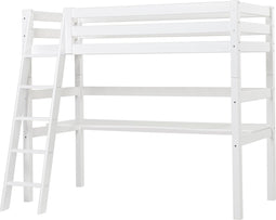 Hoppekids ECO Luxury Hoogslaper 90x200cm met bureau en schuine ladder, Wit