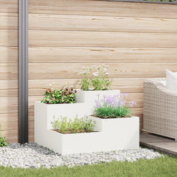vidaXL - Tuinplantbak - 100x100x60 - cm - Witte - Staal
