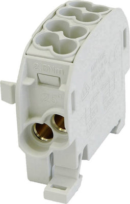 HoraeTec 080110-0-3 Hoofdleiding vertakkingsklem PA, Messing Grijs-wit (RAL 7035) 1-polig 100 A 690 V Geleidertype: L