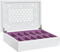 Horloge kistje voor 12x horloges wit hout 29 x 20 x 9 cm - Horloge opbergbox - Horlogekastje