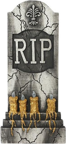 Horror kerkhof decoratie grafsteen kaarsen met licht 93 x 42 cm - Halloween feestdecoratie en versiering